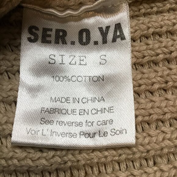 SER.O.YA Agnes One Shoulder Cropped Sweater S Tan Bell Sleeve Sexy Minimal Knit - Picture 5 of 9